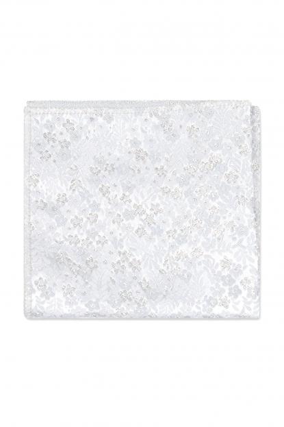 Silver Metallic Floral Pocket Square