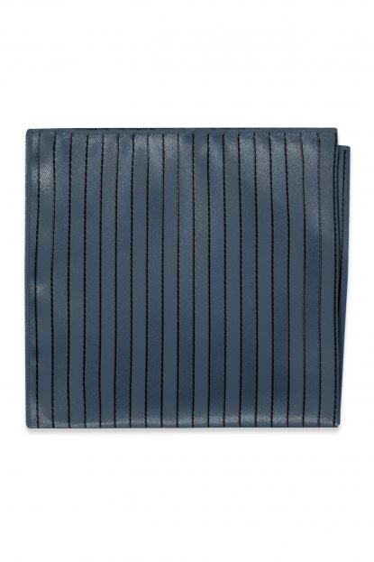 Steel/Slate Blue Striped Pocket Square