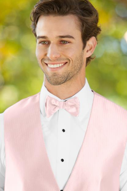 Herringbone Petal Pink Bow Tie