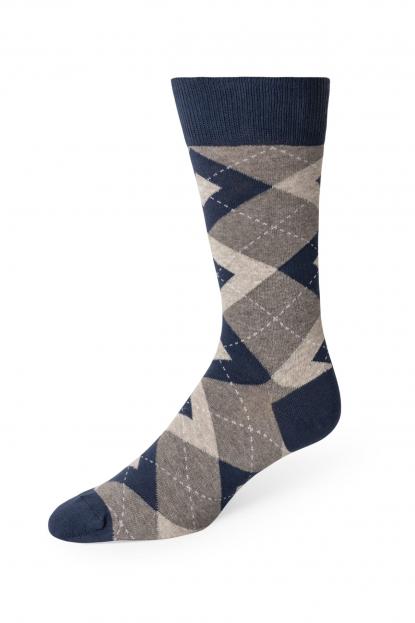 Navy Grey Argyle Socks