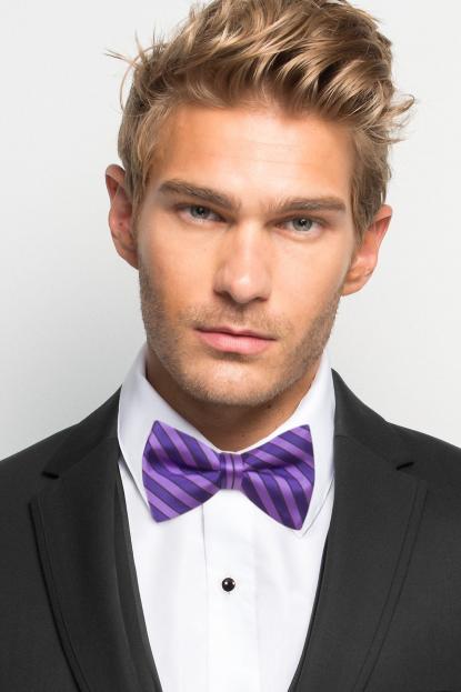 Purple Striped Bow Tie