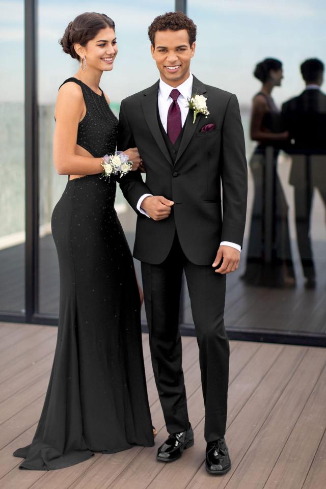 Prom Tuxedo Black Performance Michael Kors Legacy with Matching Fullback Vest and Floral Tie