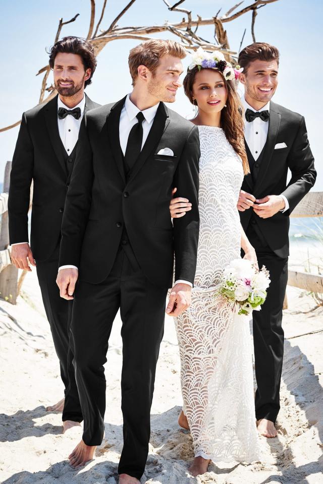 Wedding Suit Black Michael Kors Sterling with Windsor Tie