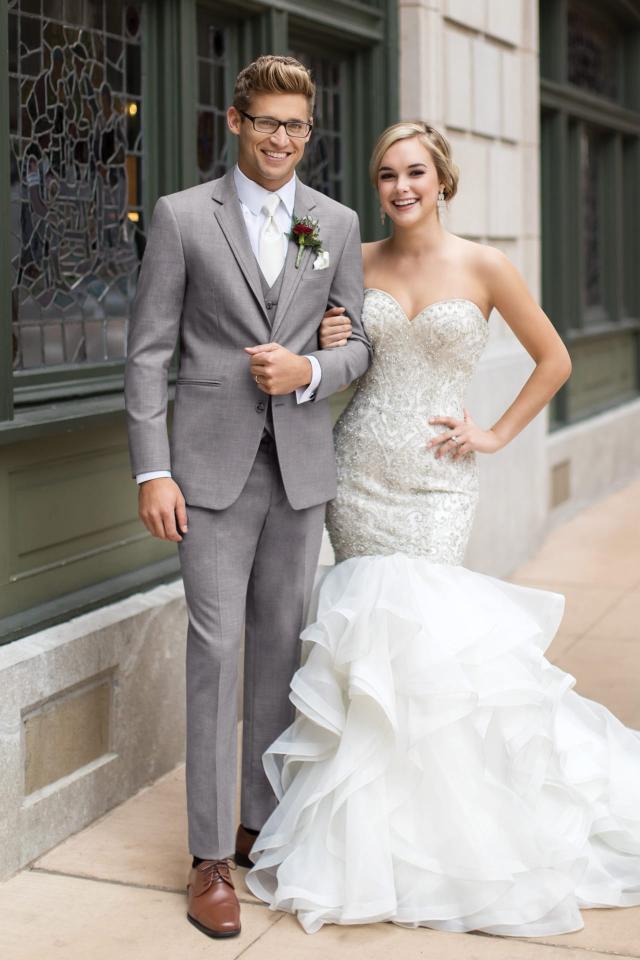 Wedding Suit Heather Grey Allure Men Clayton with Matching Fullback Vest